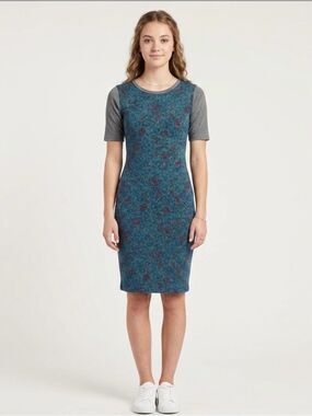 Julia teal dress by LuLaRoe. Teal Floral Pattern Size XXS